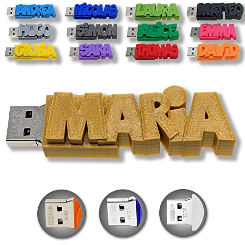 Individueller persönlicher USB Stick Datenstick mit eigenem Namen/Schriftzug und Farbe nach Wahl - USB 3.0 - 8GB, 16 GB oder 32 GB - einzigartiges Geschenk
