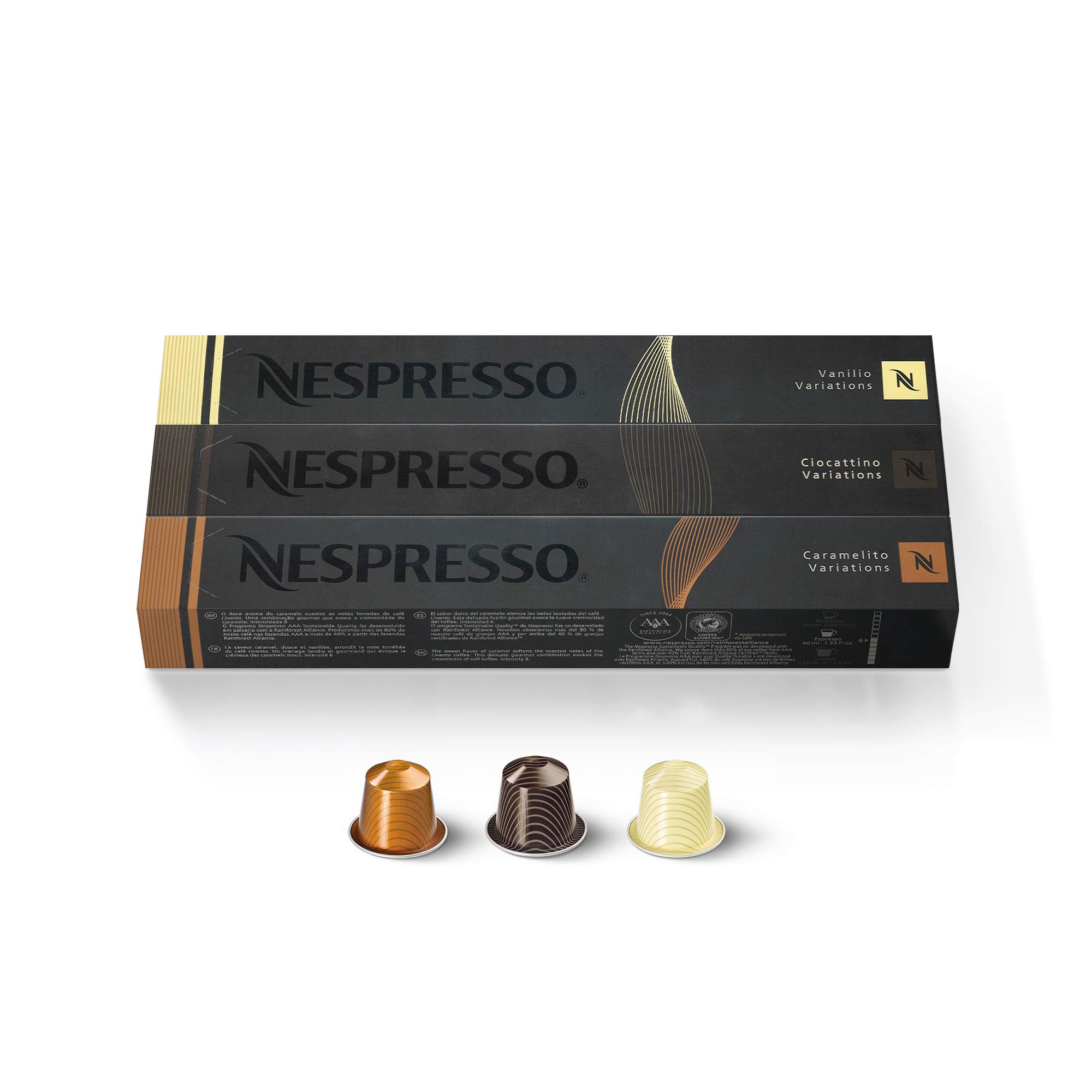 Nespresso Espresso Trio Vanilio Caramelito Ciocattino, Espresso-Variationen, 30 Kapseln