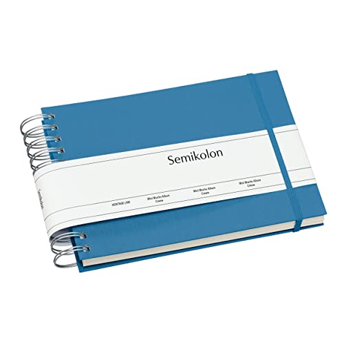 Semikolon (364013) Mini Mucho Album azzurro (hellblau) - Spiral-Fotoalbum mit 90 Seiten und Leinen-Einband - Spiral-Foto-Buch cremeweißer Fotokarton - Format: 25 x 16 cm