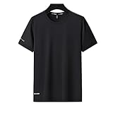 VUIOYRG Rundhals-T-Shirt aus Eisseide, Sommer-T-Shirt aus Eisseidenstoff, schnell trocknende, kurzärmlige Sport-Fitness-T-Shirts (Schwarz,8XL)