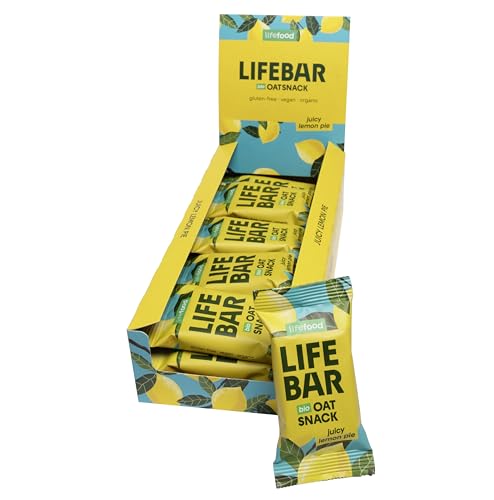 Lifefood Lifebar Haferriegel, Hafer Riegel, Haferflocken Riegel, Hafer Snack BIO Vegan Lactosefrei Glutenfrei - 15er Pack (15 x 40 g) (Zitronenkuchen)