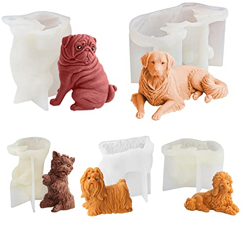 Pomurom Silikonform Kerzen, 3D Hund Tiere Kerze Kerzenform Silikon, DIY Kerzengießform, Wachsformen Silikon für die Herstellung von Duftkerze Kerzen Fondant-Kuchen Epoxidharz Haus Dekoration