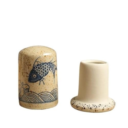 Neues unterglasurfarbenes Keramikgeschirr-Set – Fischteller, Reisschüssel, Nudelschüssel, Geschmacksteller-Set (Size : Toothpick holder set of two)