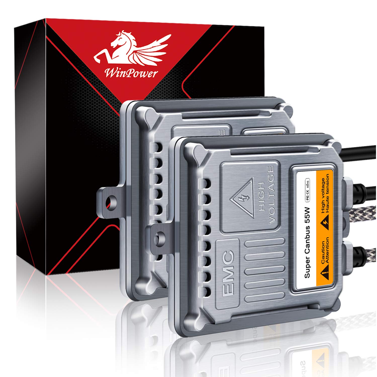 WinPower 55W Wechselstrom (AC) HID-Vorschaltgerät mit CAN-Bus-Super-Decoder Universal für 9006 H11 H8 H9 H5 9005 H1 H3 H4 H7 H13, 2 Stück