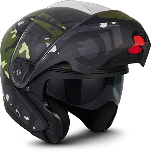 MOTO Helmets® F19 "Runner Camo" · Motorrad-Helm · Klapp-Helm Modular-Helm Flip-up Integral-Helm Motorrad-Helm Roller-Helm Full-Face Cruiser MTB · ECE Sonnenvisier Schnellverschluss Tasche XS (53-54cm)
