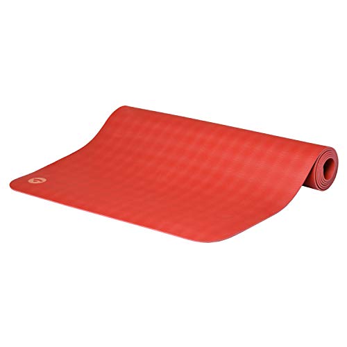 BODHI extrem rutschfeste Yogamatte ECOPRO aus 100% Natur-Kautschuk (185x60cm, 4mm stark, 1,6kg), schadstofffrei für Yoga, Pilates & Fitness, rot