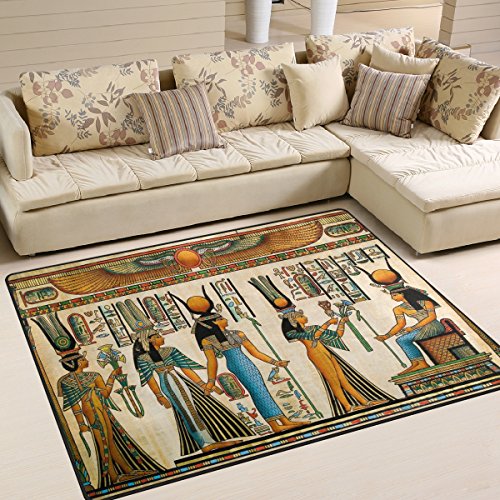 Use7 Ägyptische Kultur Hieroglyphischer Bereich Teppich für Wohnzimmer Schlafzimmer 160 cm x 122 cm
