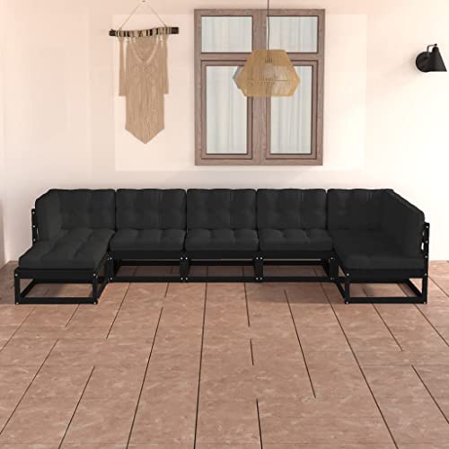 ZQQLVOO Lounge Sessel Terrassenmöbel Terassenmöbel Außen7-tlg. Garten-Lounge-Set mit Kissen Kiefer Massivholz