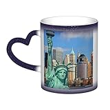 VAGILO Freiheitsstatue in NYC Farbwechsel-Tasse, wärmeempfindlich, thermisch reaktiv, aus Keramik und Porzellan, langlebige Qualität, stimmungsreflektierende magische Tasse