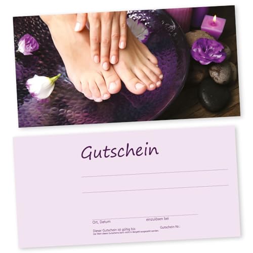 50 Fußpflege-Nagel-Gutscheinkarten HAND & FUß mit transparenten Umschlägen Gutscheine, Geschenkgutscheine