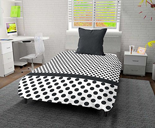 Intemporel Zeitlos Bettbezug aus Baumwolle 140 x 200 cm gepunktet, Polyester, Grau, 200 x 140 x 1 cm