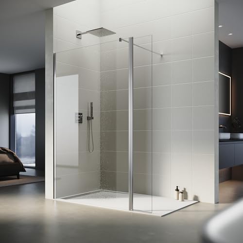 SONNI Duschwand 80x200 cm Walk in Dusche mit 30cm Seitenteil Duschtrennwand 8mm Easy-clean Nano Glas Duschabtrennung