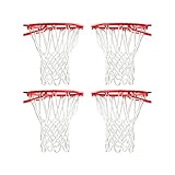 4 x robuste Basketballnetze, Ersatznetze, Polyester, gewebtes Seil, Basketballnetze, passend für Standard-Basketballnetze für drinnen und draußen, 12 Schlaufen, Weiß