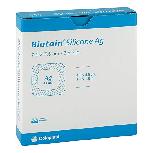 BIATAIN Silicone Ag Schaumverband 7,5x7,5 cm 5 St Verband