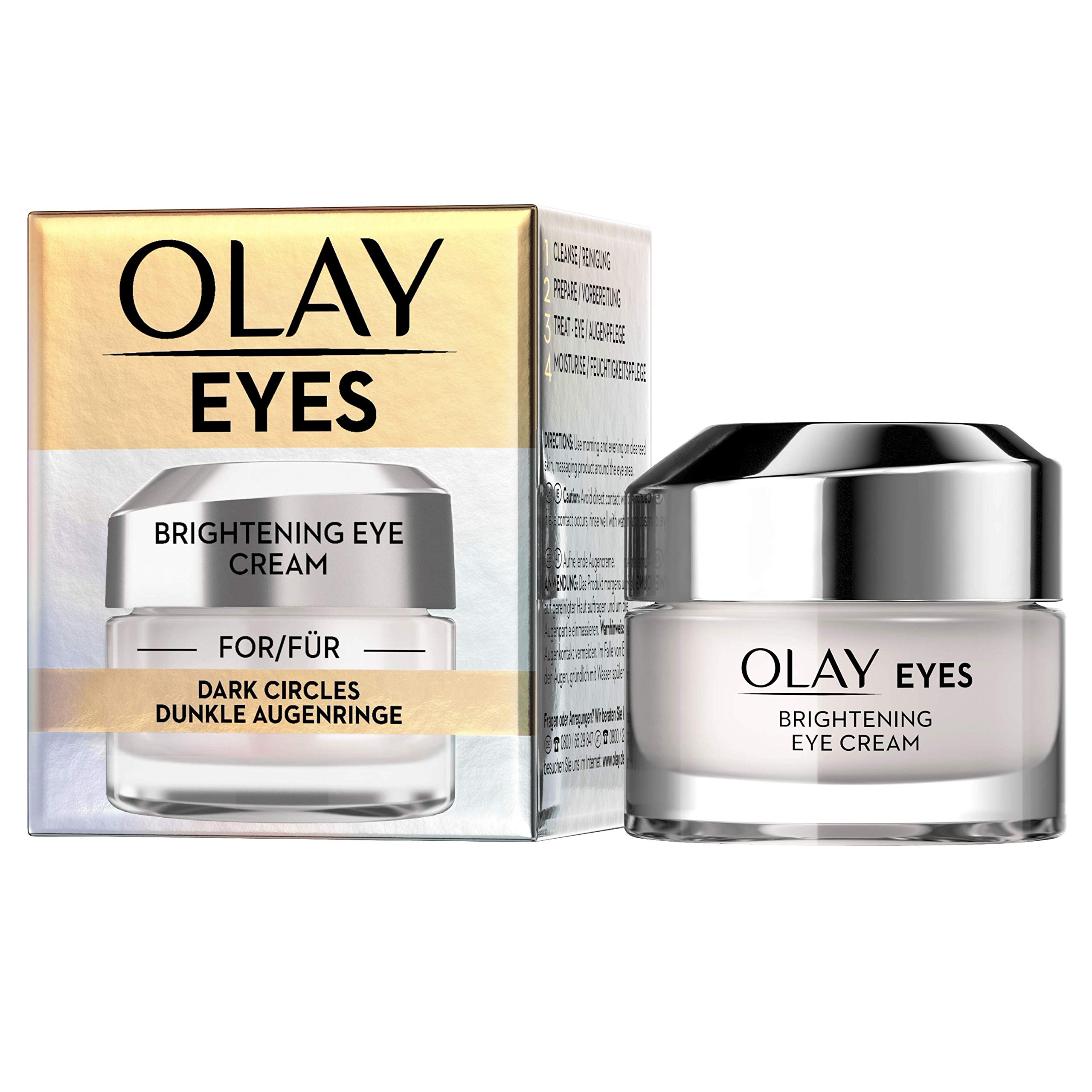Olay Aufhellende Augencreme für Augenringe 15 ml, mit Vitamin B3 & Koffein, für alle Hauttypen geeignet