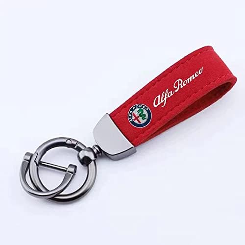 Auto Schlüsselanhänger für Alfa Romeo, Leder-Schlüsselanhänger-Ersatz für Männer und Frauen, Geschenke und Merchandise-Autozubehör,-Red