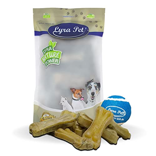 Lyra Pet® 50 Kauknochen ca. 10 cm ca. 38 g Rinderhaut Leckerli Futter + Tennis Ball