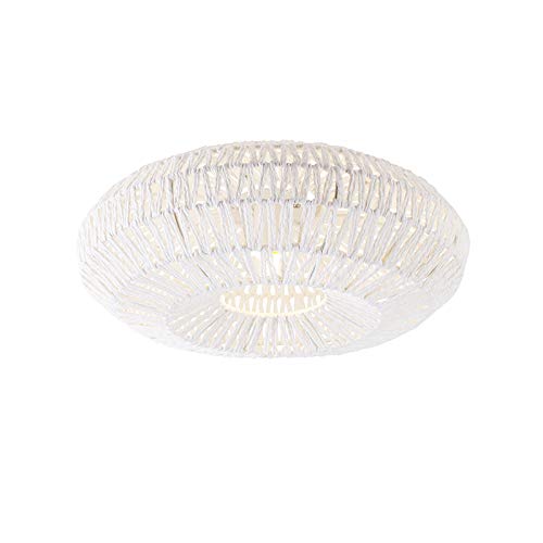 QAZQA - Retro Retro plafondlamp wit 50 cm - Lina | Wohnzimmer | Schlafzimmer | Küche - Papier | Tau Rund - LED geeignet E27