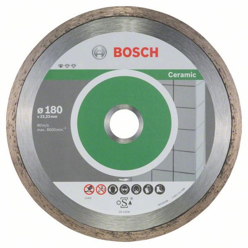 Bosch Diamanttrennscheibe Standard for Ceramic, 180 x 22,23 x 1,6 x 7 mm, 10er-Pack 2608603233
