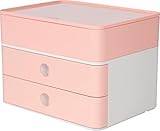 HAN Schubladenbox Allison SMART-BOX plus mit 2 Schubladen, Trennwand sowie Utensilienbox, Kabelführung, stapelbar, Büro, Schreibtisch möbelschonende Gummifüße, 1100-86, hochglänzend flamingo rose