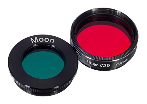Levenhuk Mond- Und Mars F2 Lichtfilter-Set Mit Zwei 1,25 Zoll Teleskop-Okularfiltern - #25 Rot Und Lunar