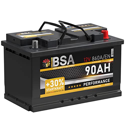 BSA Autobatterie 90Ah 12V 860A/EN +30% Startleistung Batterie ersetzt 80Ah 85Ah 88Ah