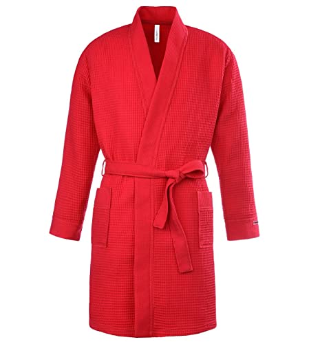 Taubert Spa Thalasso Short Kimono kurzer Bademantel 100 cm Pique S Rot