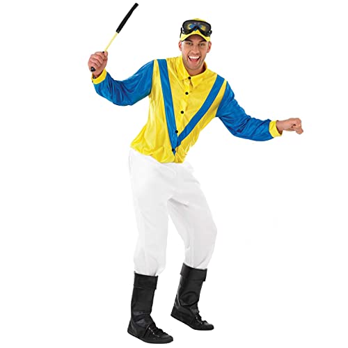 Fun Shack Gelbes Jockey Kostüm für Herren, Reiter Verkleidung Erwachsene - XL