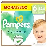 Pampers Baby Windeln Größe 6 (13kg+) Harmonie, MONATSBOX, Sanfter Hautschutz Und Pflanzenbasierte Inhaltsstoffe, 144 Stück