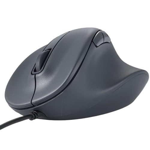 ELECOM Wired USB Ergonomic Shape Mouse, Silent Click, Right Hand, 2000DPI, 5 Buttons, Optocal Sensor, Compatible with PC, Mac, Laptop, EX-G, Msize Black (M-XGM30UBSKBK)