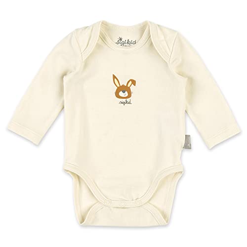 sigikid Unisex Baby Langarm aus Bio-Baumwolle für Neugeborene Mädchen & Jungen in den Größen 50 bis 68 Unterwäsche Body für Babys, weiß/Hase