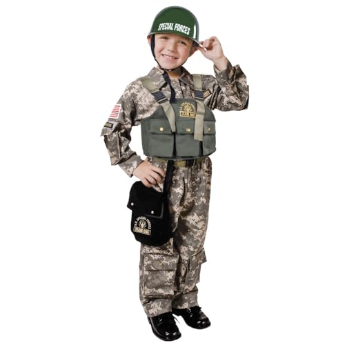 Dress Up America Heeres-Spezialkräfte-Kostümset mit Marine-Siegelschutzhelm, Größe 12-14 Jahre (Taille: 86-96 Höhe: 127-145 cm)