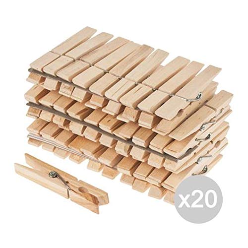 Glooke Selected Set 20 Federn Holz X 24 cm 9 Waschmittel und gewölbt, Mehrfarbig