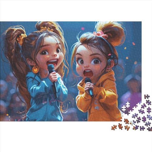 Girls Singing Contest 1000 Teile Puzzle Kunst Geschenke Colored Drawing Denksportaufgaben Handgemachtes DIY Eltern-Kind-Bildung Nostalgische Klassiker 1000pcs (75x50cm)