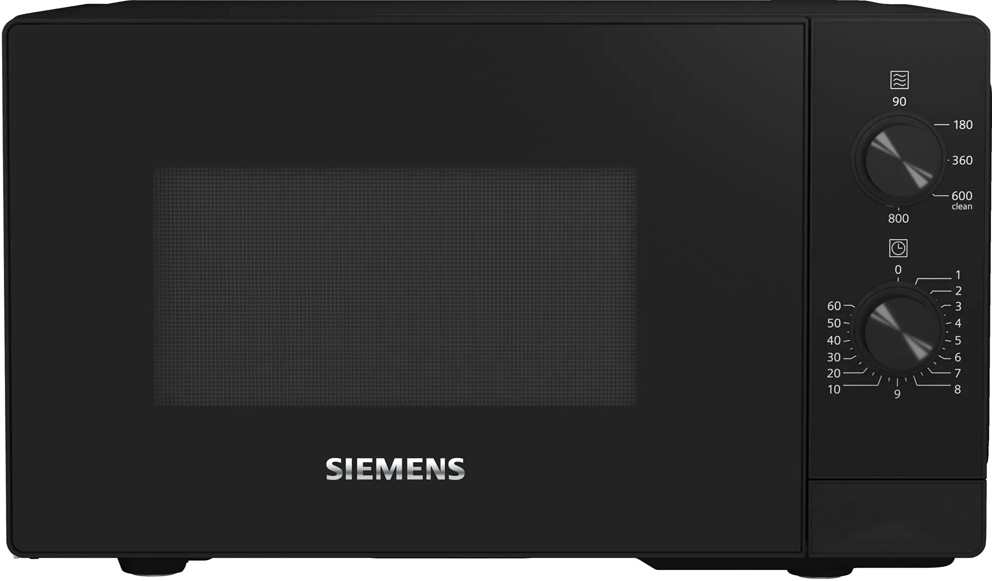 Siemens FF020LMB2 iQ300 Mikrowelle, 44 x 26 cm, 800 Watt, Drehteller 27 cm, Türanschlag links, LED-Innenbeleuchtung, Schwarz