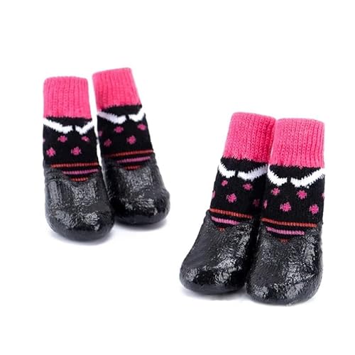Haustier Hund wasserdichte Schuhe Anti-rutsch Regen und Schnee Stiefel Dicken Boden Warme Schuhe Kätzchen Welpen Hund Socken Stiefel Nette (Color : A3 Pink, Size : L)
