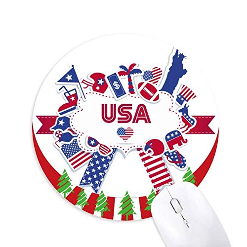 USA Flaggen Independence Day Celebration Round Rubber Mouse Pad Weihnachtsdekoration