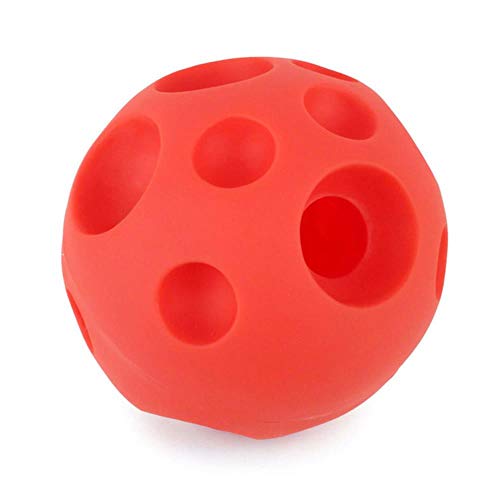 THREESS Hundespielball Interaktives Haustier Zahntraining Spielzeug Gummiball Kauspender Leckagefutter Blau Rot 7.5cm, 5,1