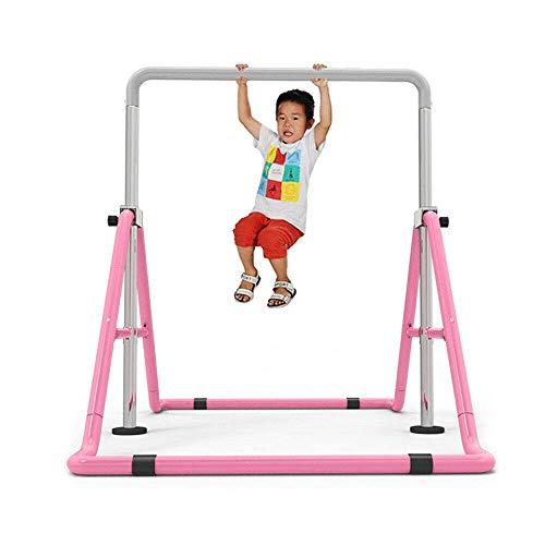 RANZIX Turnreck Gymnastik Kinder Garten Reck Reckanlage Turnstangen Horizontale Training Bar Trainingsgeräte Outdoor Fitness Höhenverstellbar 85-129.5cm (Pink)