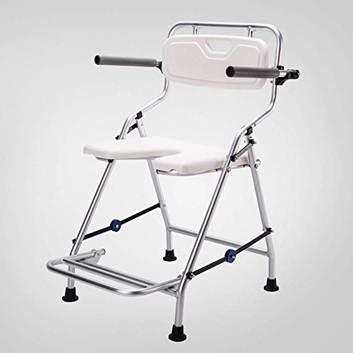 AOLI Bad Stuhl Griffige Badezimmer mit Rollen - Aluminiumlegierung Multi-Funktions-Stuhl, Rollstuhl für ältere Menschen, faltbar, kostenlose Installations,ohne Räder