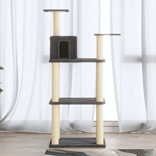 Home Furniture Kratzbaum mit Sisal-Kratzstämmen, dunkelgrau, 119 cm Gr