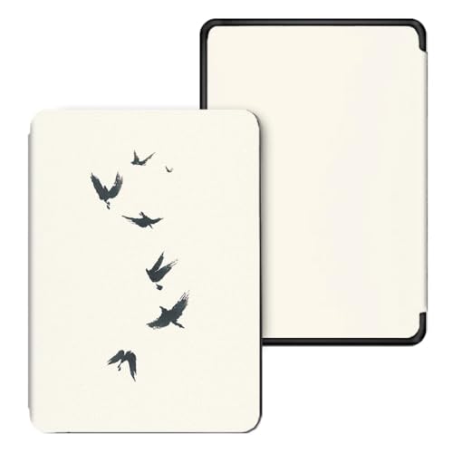 Schutzhülle für Kindle Paperwhite 6,8 Zoll und Kindle Paperwhite 11. Generation 2021 (Modell: M2L3Ek / M2L4Ek), schöne Tintenmalerei Vögel Druck Cover mit automatischer Wake/Sleep-Funktion für Kindle