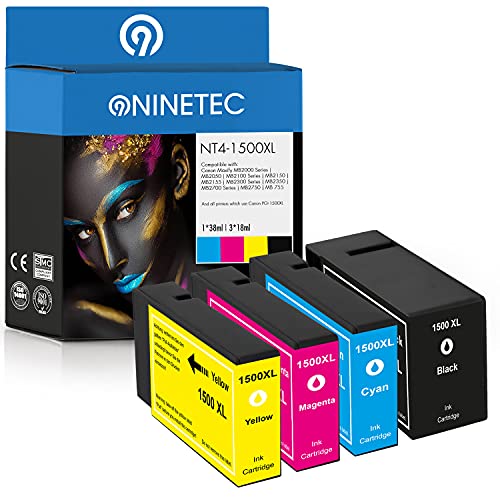 NINETEC NT5-1500XL 5er Set Patronen kompatibel mit Canon PGI-1500 1500XL | Für Canon Maxify MB 2000 Series MB 2050 MB 2350