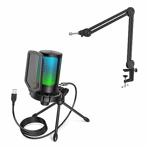 FIFINE Mikrofon Arm Einstellbarer Mikrofon Ständer, FIFINE Gaming Mikrofon PC, USB Microphone für Streaming Podcast Studio - 800666