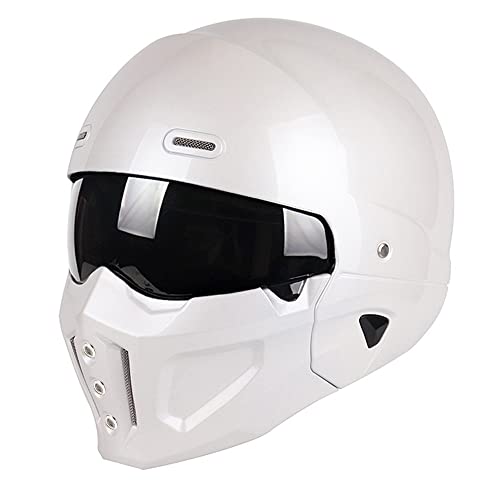 Woljay Offener Helm Integralhelm Motorradhelm Modulare Helme für Unisex-Adult Straße Fahrrad Kreuzer Roller DOT ECE genehmigt (Small,Weiß)