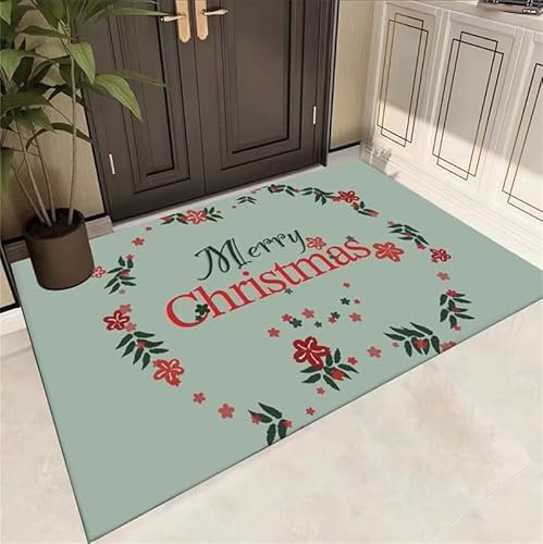 Weihnachtsgirlande Glocke Bedruckte Fußmatte Frohe Weihnachten Teppich Willkommens-Fußmatte rutschfeste Teppiche für den Eingang Wohnzimmer Xmas Wohnkultur