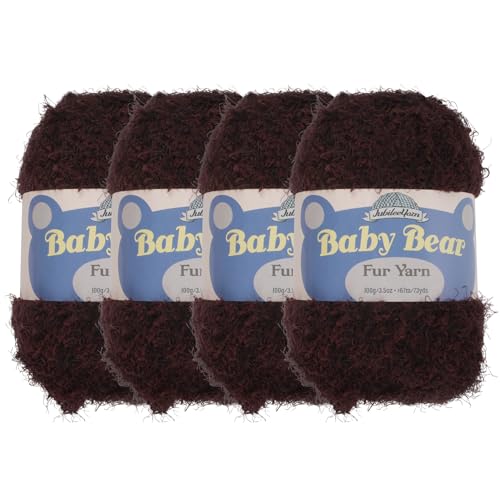 JubileeYarn Baby-Bären-Garn – grobes Polyesterfell – 100 g/Knäuel – Braun – 4 Knäuel