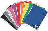 Oxford TopFile+ Dokumentenmappe, 3 Klappen, A4, Gummibandverschluss, 10 verschiedene Farben, 50 Stück