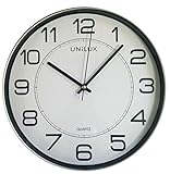 Unilux Wanduhr Magnetisch, 30,5cm Uhr mit modernem Ziffernblatt in silbergrau