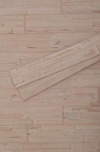 mywoodwall 3D Wandverkleidung Holz Weiß inkl Doppelseitiges Klebeband Antique White Moderne Wand- Decken-Paneele Selbstklebend Wohnzimmer Schlafzimmer Garderobe